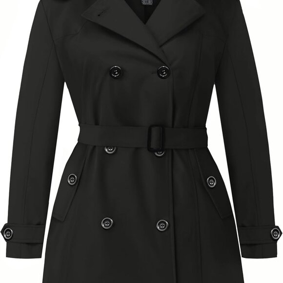 Women's Plus Size Trench Coat Double-Breasted Waterproof Lapel Overcoat Stylish - Picture 1 of 6